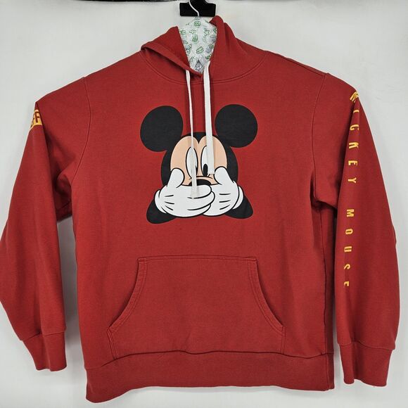 Disney Neff Mickey Mouse Hoodie Mens Large Red Uh Oh Pullover Jacket L - Picture 1 of 12